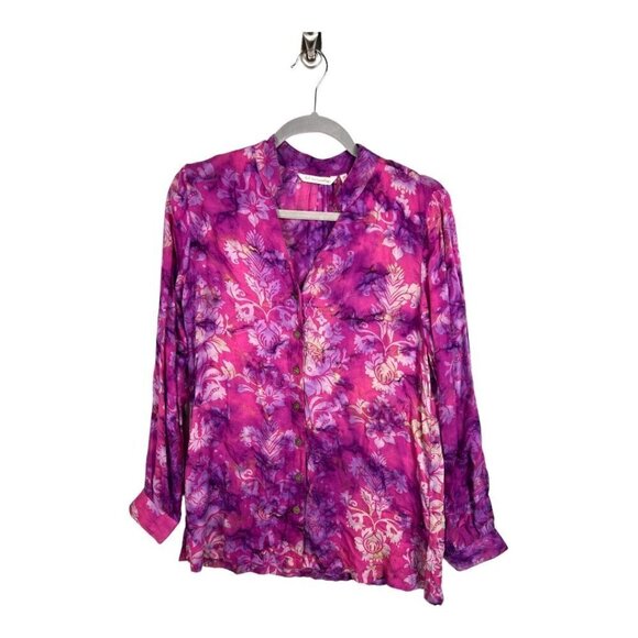 Soft surroundings colorful‎ button up top - Picture 1 of 8